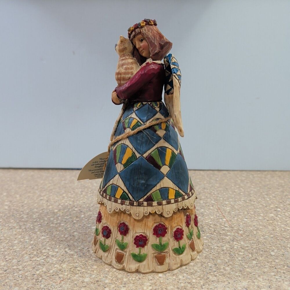 Vintage 2002 Jim Shore Heartwood Creek Angel Figurine #105170 Girl with Cat 8" - Picture 8 of 11